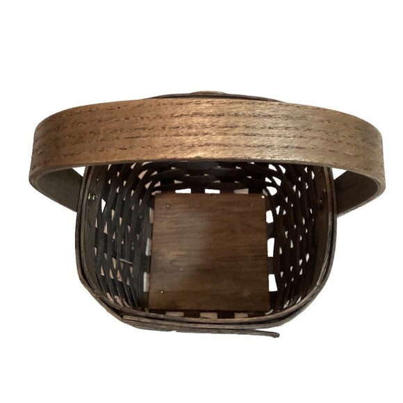 Peterboro Basket Co. Small Square Wooden Basket Swing Handle Great Condition - Picture 7 of 11